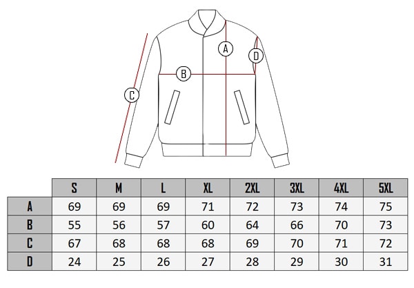  Premium rider Nahkatakit size table