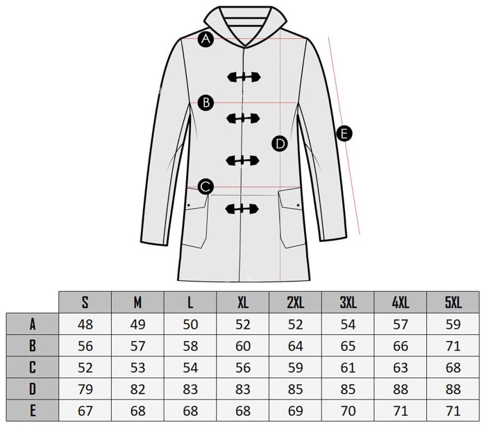 Matan Winter Jacket  Size table