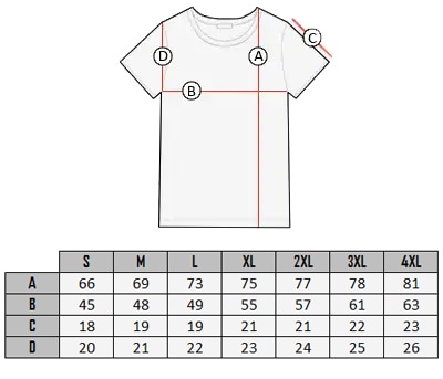  Sizeguide of RD Button T-shirt