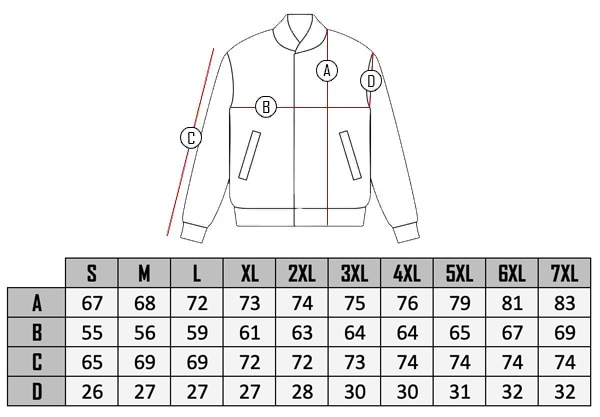 SSvalbard Talvitakki - Punainen Size table