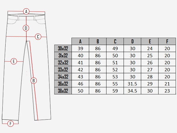 Legacy D12 Nahkahousut   Size table