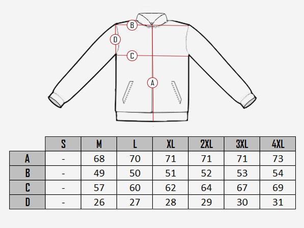 Power Rider Nahkatakki - Musta size chart