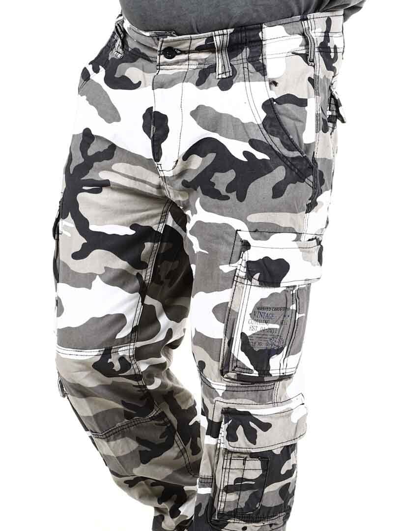Brandit Pure Slim Fit Housut - Valkoinen/Camo