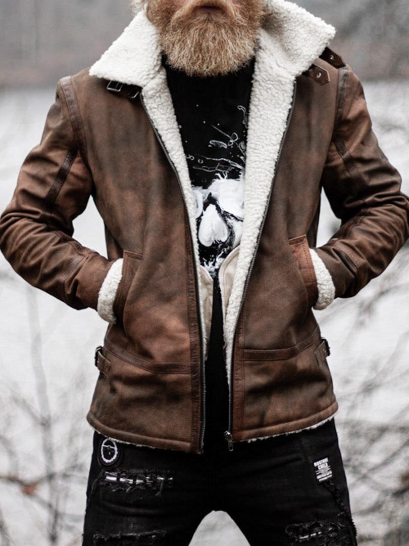 RD Torax Aviator Vuorellinen Nahkatakki - Ruskea