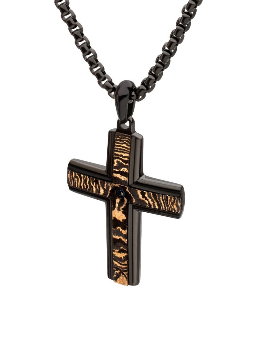 Copper Cross Pendant Inox Halsband - Svart 1.jpg