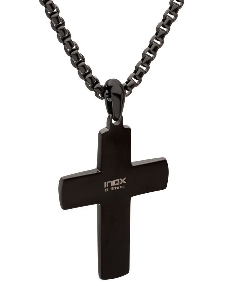 Copper Cross Pendant Inox Halsband - Svart 2.jpg