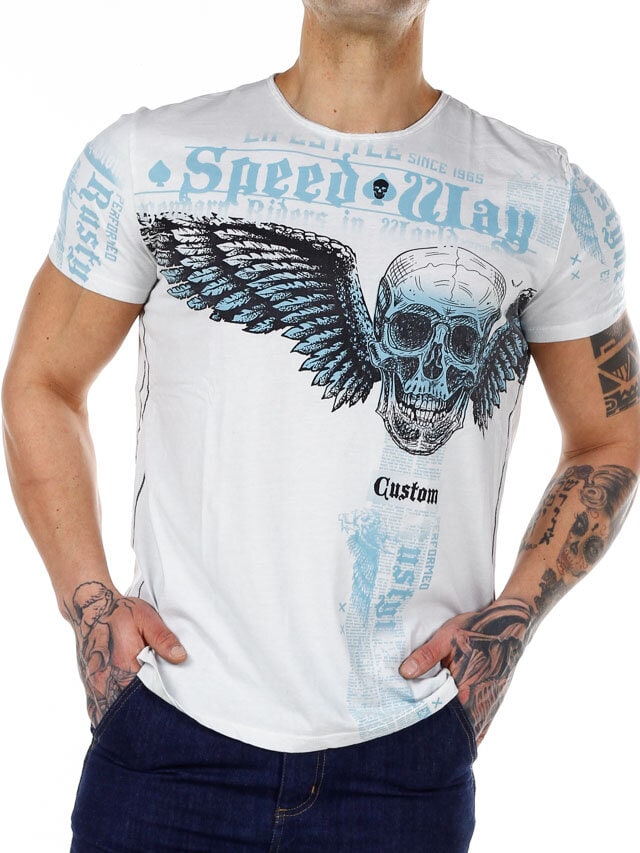 Custom Wings T-paita - Harmaa/Sininen