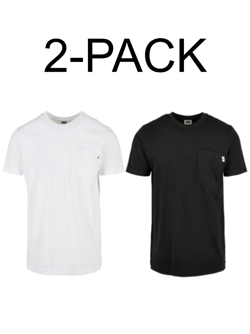 2-pack Organic Pocket T-paita - Musta/Valkoinen