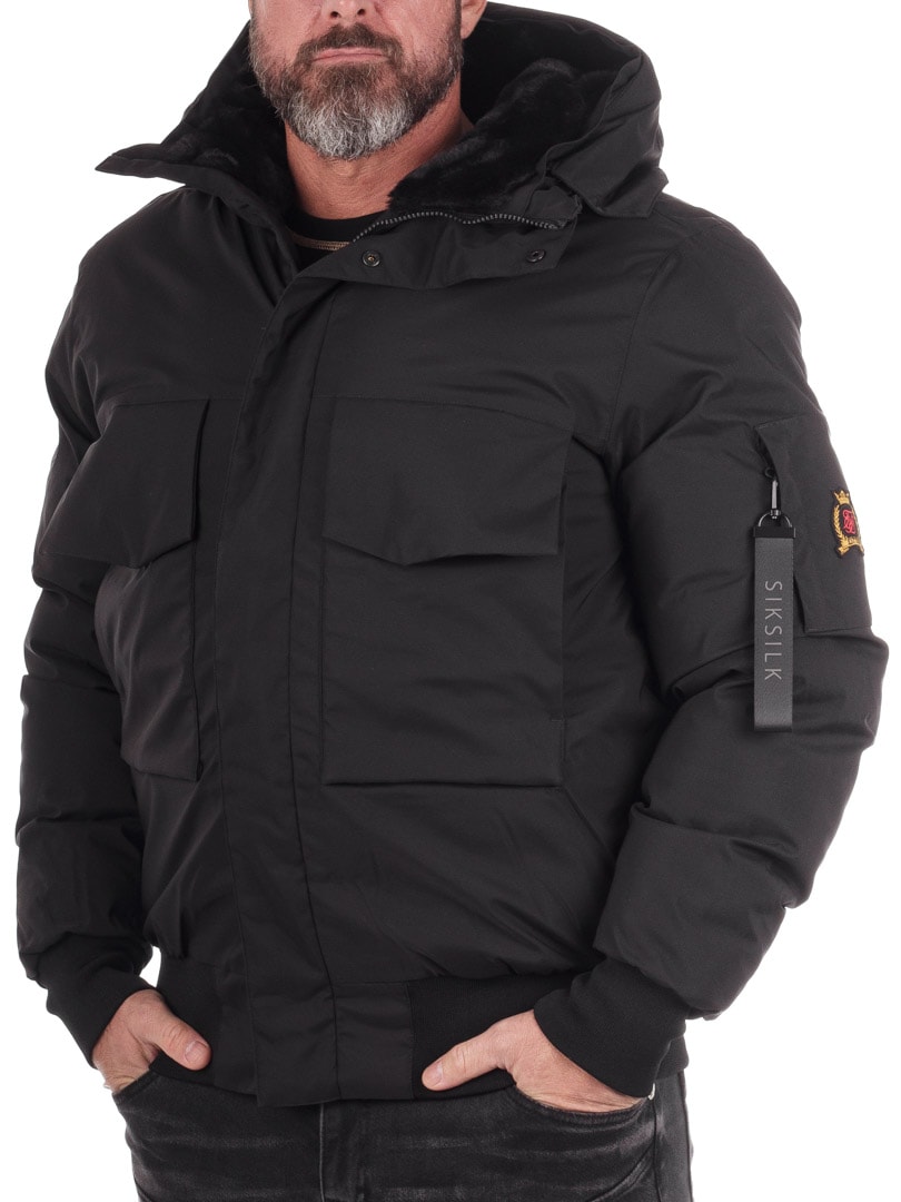 Hooded Bomber SikSilk Vinterjacket Black_6.jpg