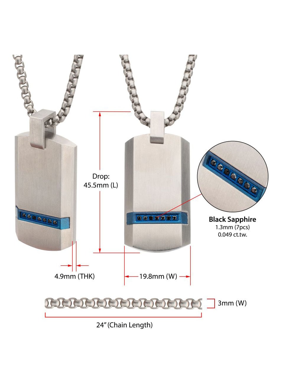 Ocean Steed Beveled Strip Inox Halsband - Silver 5.jpg