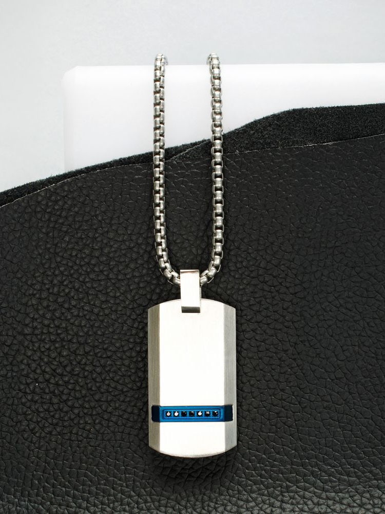 Ocean Steed Beveled Strip Inox Halsband - Silver 6.jpg