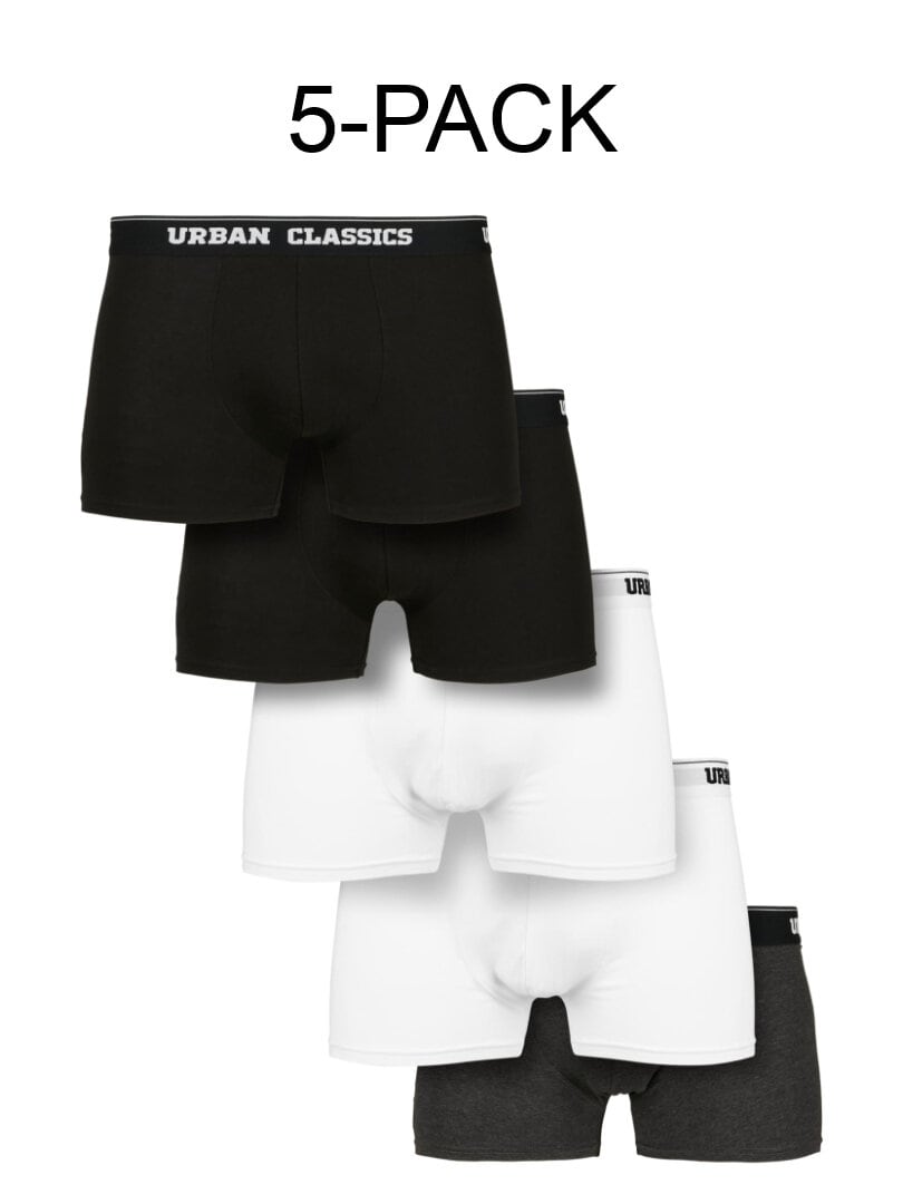 5-pack Urban Classics Organic Bokserit - Musta/Valkoinen/Tummanharmaa