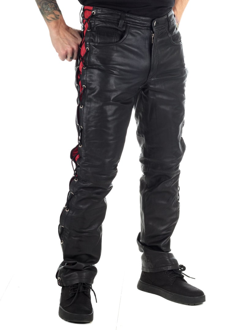 Rock Denim Premium Nitro Leather Pants Black Red_4.jpg