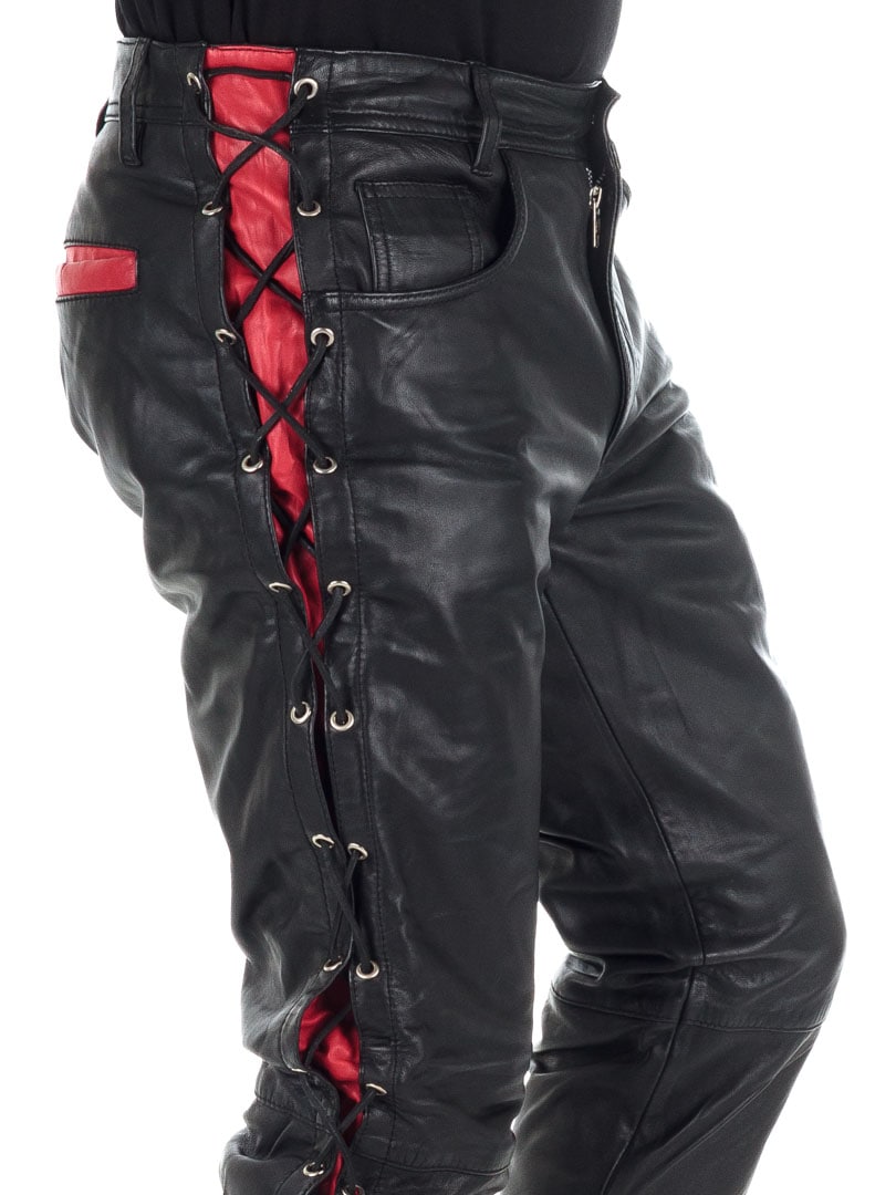 Rock Denim Premium Nitro Leather Pants Black Red_5.jpg