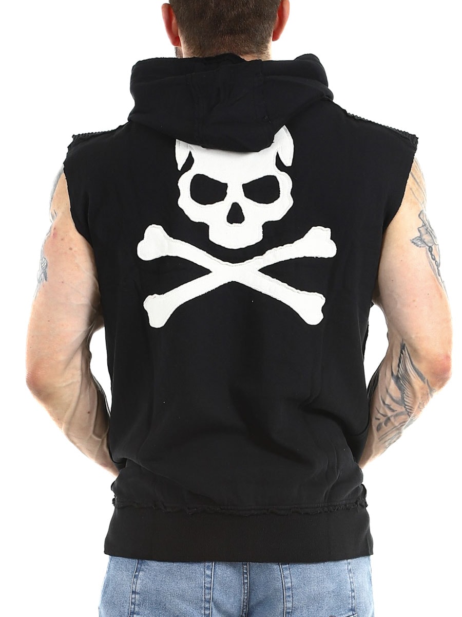 White Skull Wornstar Sleeveless Hoodie Black_4.jpg