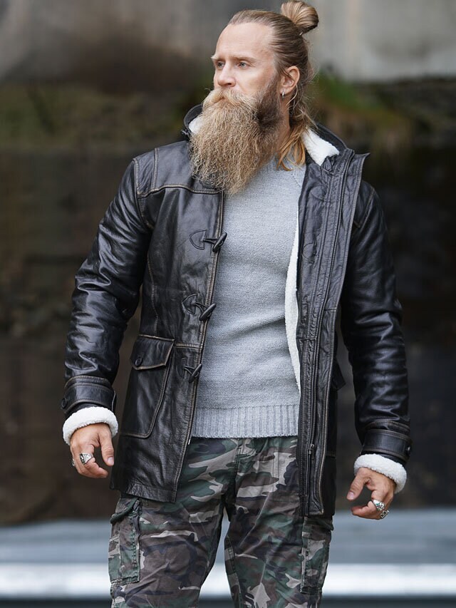 RD Matan Vuorattu Nahkatakki - Vintage Black